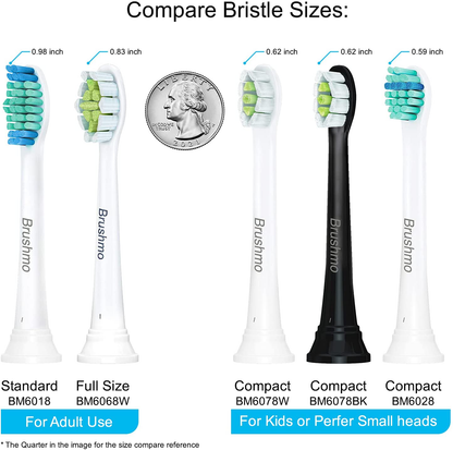 Brushmo Compact Replacement Toothbrush Heads Compatible for HX6023 to Use with Philips Sonicare Electric Toothbrush, 8 Pack