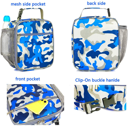 FlowFly Kids Lunch box Insulated Soft Bag Mini Cooler Back to School Thermal Meal Tote Kit for Girls, Boys, Space