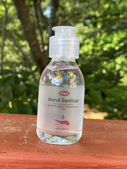 Sipa Bulk Hand Sanitizer Travel Size Bundle 1.69 oz (Pack of 50) 75% Ethyl Alcohol, Protect Against Germs with Vitamin E Formula