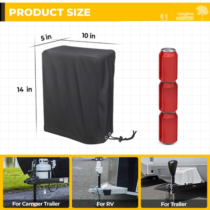 BougeRV 600D Polyester Electric Tongue Jack Cover RV Accessories Universal Trailer RV Electric Tongue Jack Protective Cover Camper Accessories for Outside (Large Size 14″H x 5″W x 10″D)