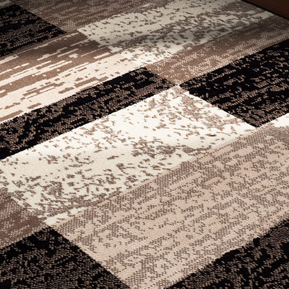 SUPERIOR Rockwood Modern Geometric Patchwork Polypropylene Indoor Area Rug or Runner with Jute Backing, 2'6" X 8', Light Blue/Beige