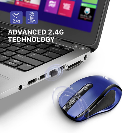 POLEYN Computer Mouse Wireless, Ergonomic Laptop Mouse 2.4G and 5 Adjustable Levels, 6 Button Cordless Mouse Wireless Mice for Windows Mac PC Notebook