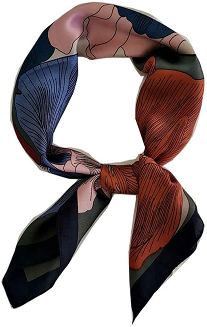 FONYVE Silk Feeling Scarf Medium Square Satin Head Scarf for Women 27.5 × 27.5 inches