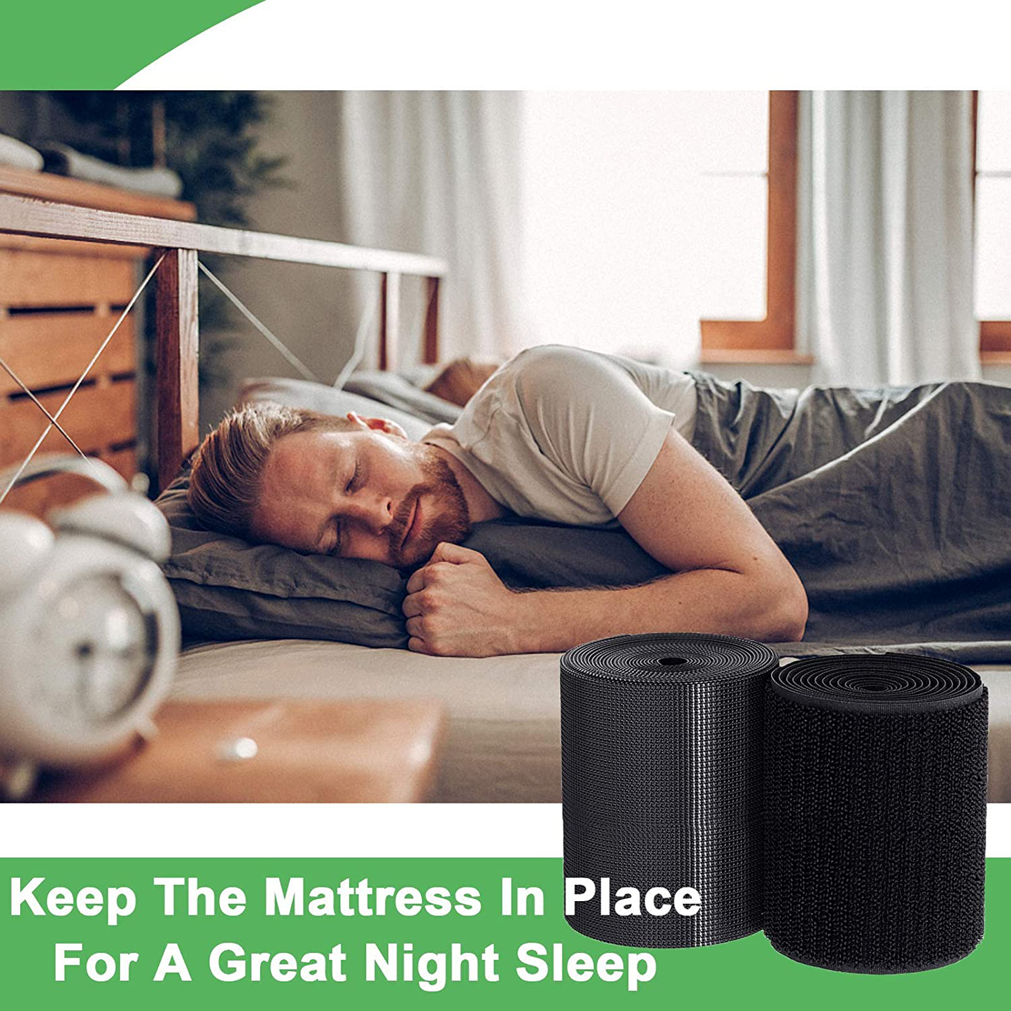 TEUVO Non Slip Mattress Pad, Keep Mattress in Place for a Great Night’s Sleep, Premium Hook and Loop Tape with Adhesive for Mattresses with Smooth Surfaces, DIY 11 cm Wide and 2 M Long