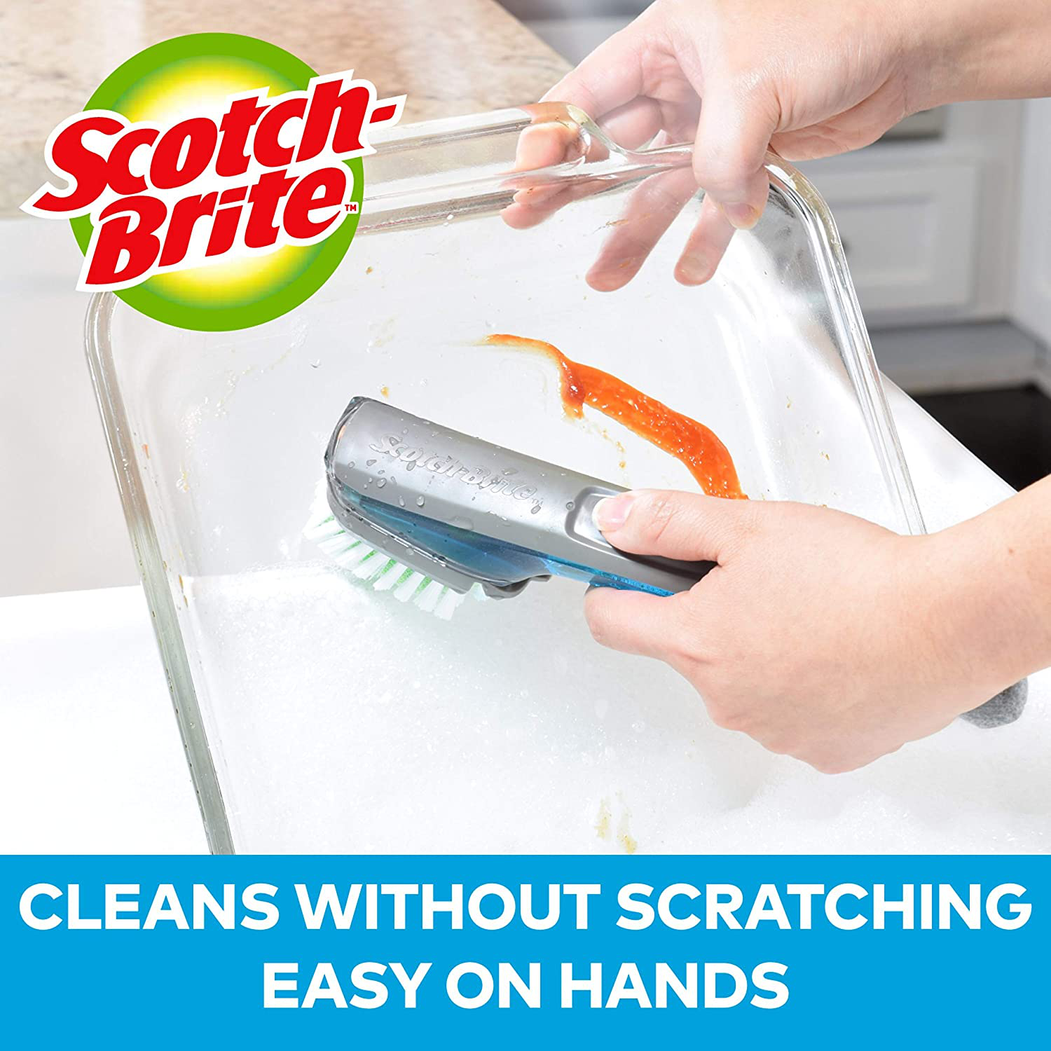 Scotch-Brite Advanced Soap Control Dishwand Brush, Easy On Hands, Antimicrobial, Long Lasting and Reusable