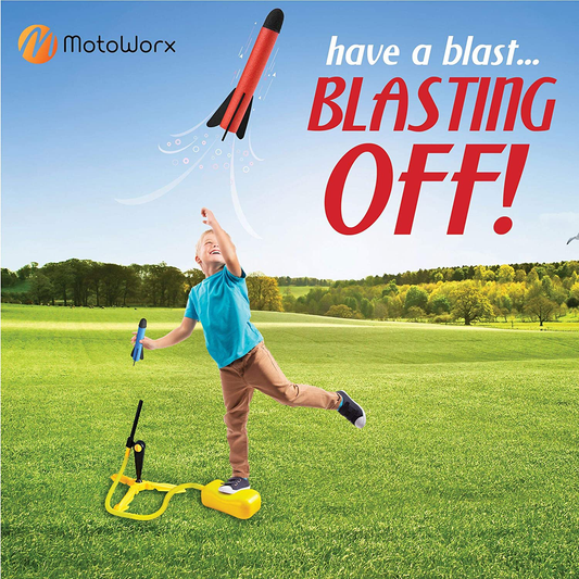 Toy Rocket Launcher for kids – Shoots Up to 100 Feet – 8 Colorful Foam Rockets and Sturdy Launcher Stand With Foot Launch Pad - Fun Outdoor Toy for Kids - Gift Toys for Boys and Girls Age 3+ Years Old