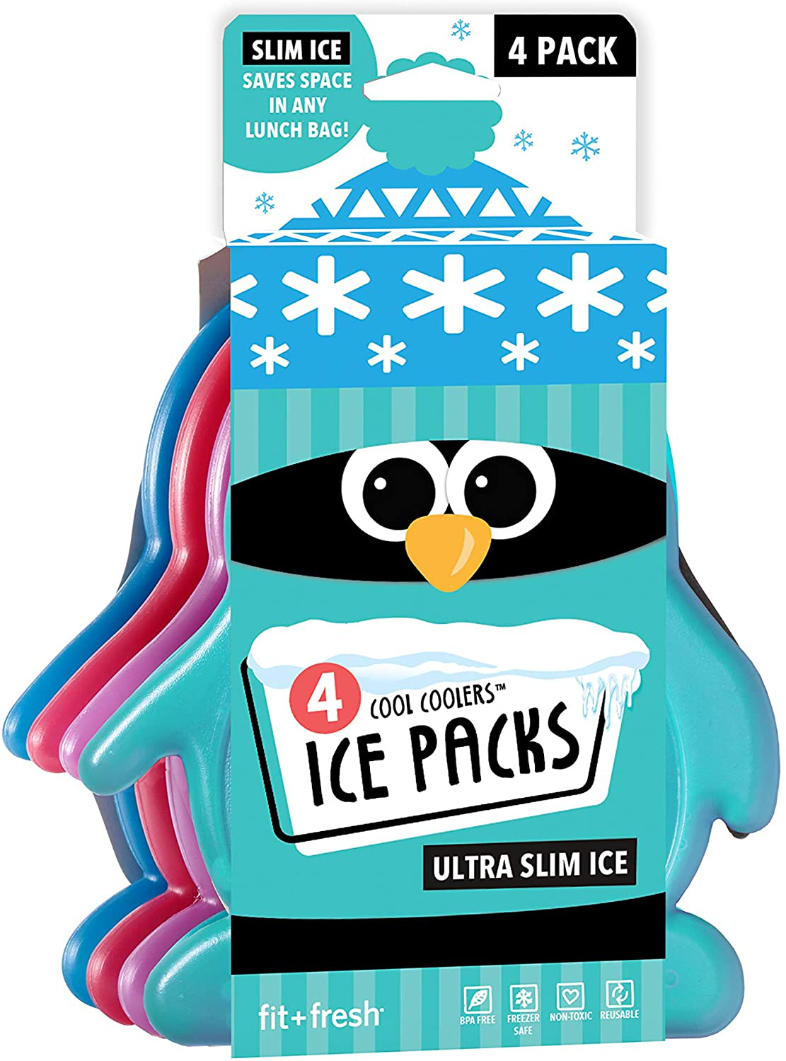 Fit + Fresh Cool Coolers Slim Ice Packs Long Lasting Ice Packs for Lunch Bags, Picnic Baskets, Coolers, and More