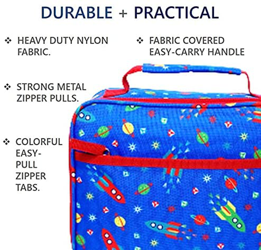 Lunch Bag with Water Bottle and Ice Pack Set, Boys Lunch-Box Set for Toddler Daycare or Pre-School, Kids Container for Lunches, Blue Orange Dinosaur