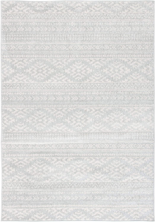 Safavieh Tulum Collection TUL272F Moroccan Boho Tribal Non-Shedding Stain Resistant Living Room Bedroom Area Rug, 2' x 5', Light Grey / Ivory