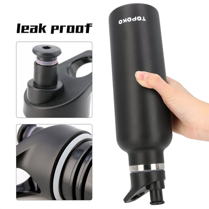TOPOKO 25 OZ Hydro Double Wall Flask Stainless Steel Water Bottle, Bite Valve Top, Vacuum Insulated, Sweat Proof, Leak Proof Sports Thermos. Standard Mouth 25oz, BPA-Free, Keep Cold 24 Hours (Black)