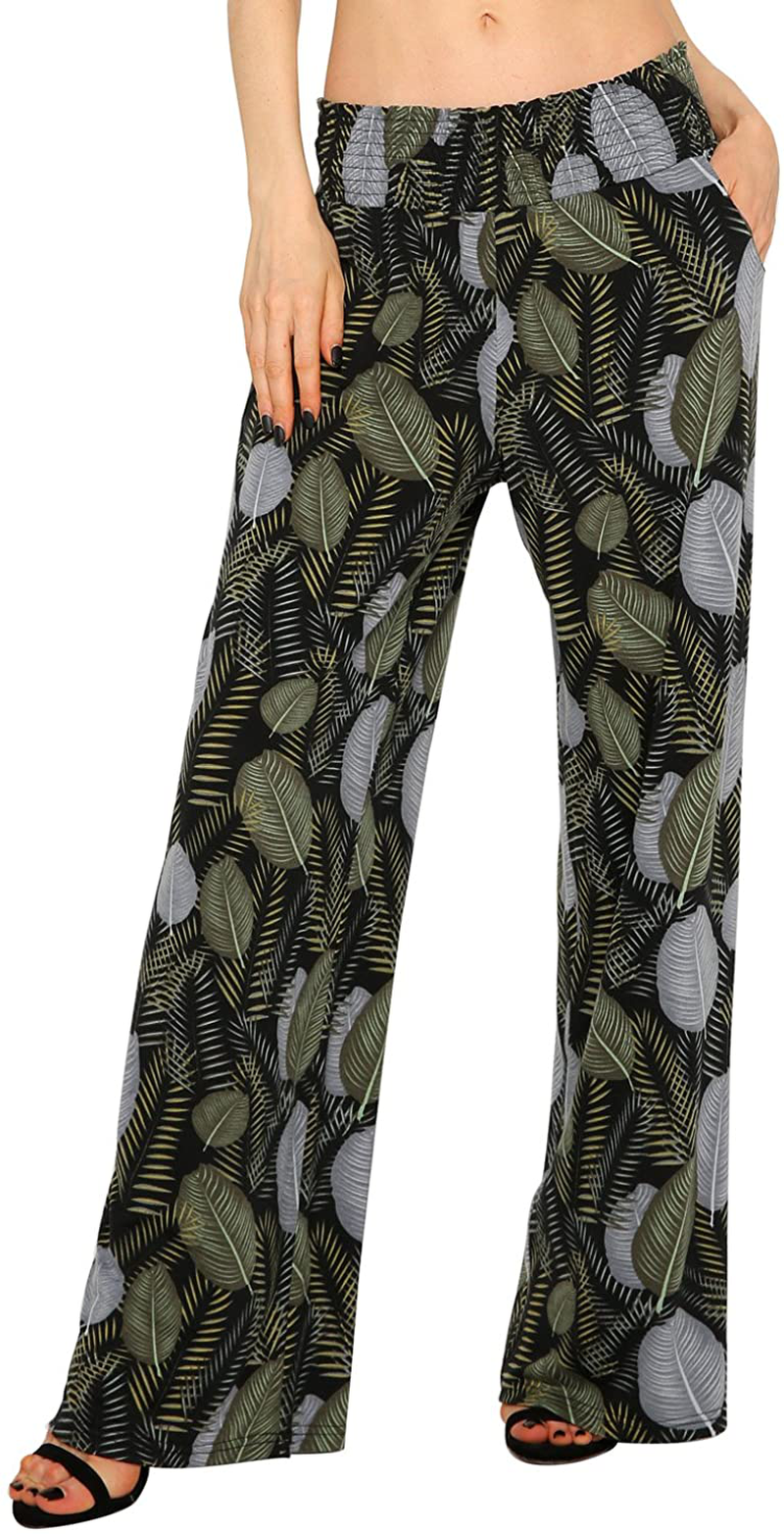 Urban CoCo Women's Boho Palazzo Pants Wide Leg Lounge Pants