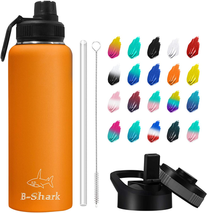 Water Bottle - 24/32/40 oz Water Bottle with Straw, Double Wall Vacuum Stainless Steel Water Bottle with 3 Option Lid Keeps Hot or Cold, Leak Proof Sports Water Bottle for Camping Travel, Office and Outdoor