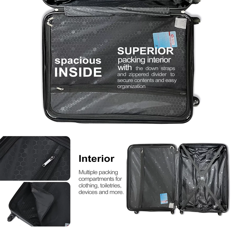 3 Piece Hardshell Luggage Set - Lightweight, TSA Locks,  and Spinner Wheels