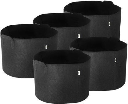 5 Pack Plant Grow Bags Aeration Fabric Pots Heavy Duty Durable Container