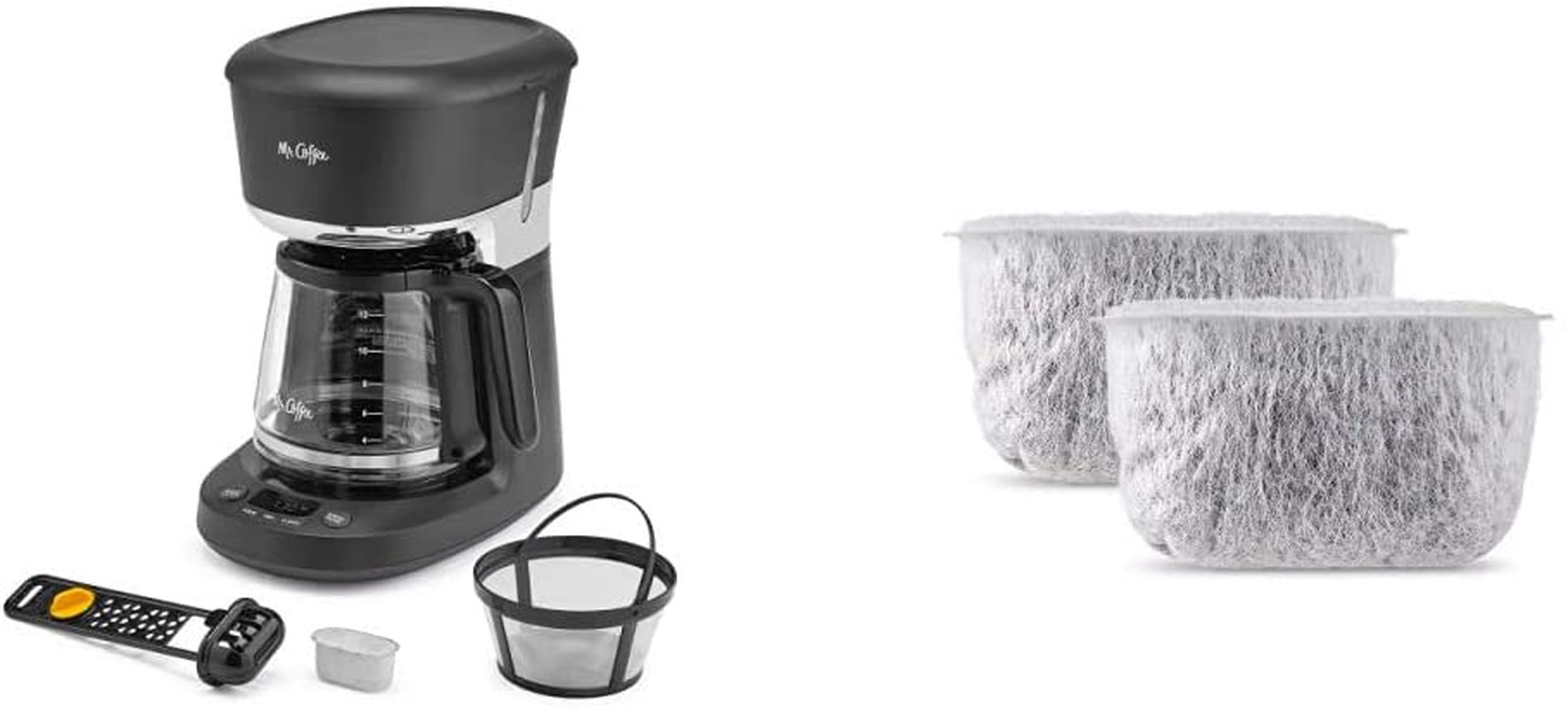 Mr. Coffee 12 Cup Dishwashable Coffee Maker with Advanced Water Filtration & Permanent Filter & Advanced Water Filter Replacement Cartridges, 2 Pack | 60-Day Supply