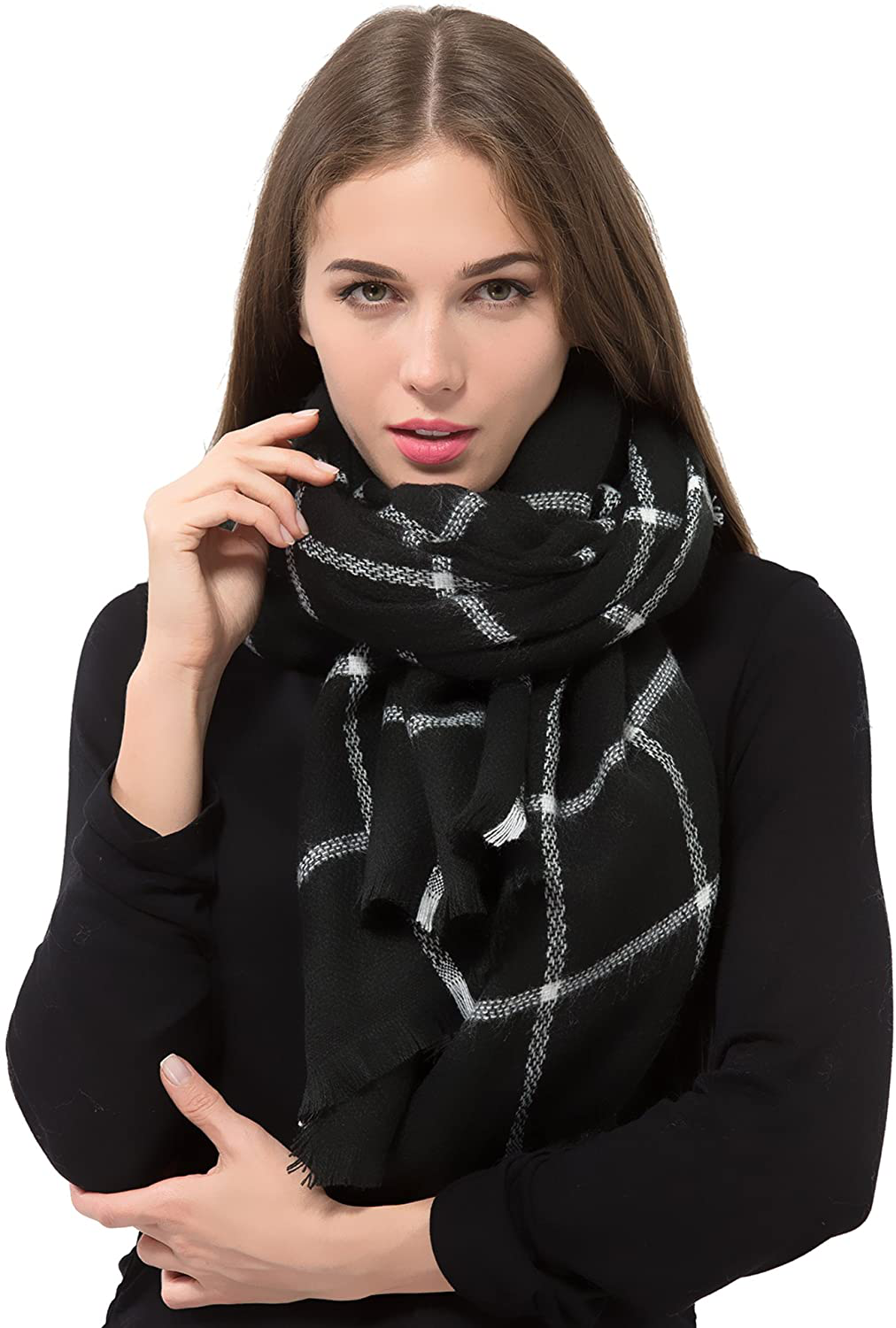 Trendy Plaid Blanket Scarf Women Big Oversized Long Scarves Warm Winter Tartan Checked Shawl Wrap Scarf Gift