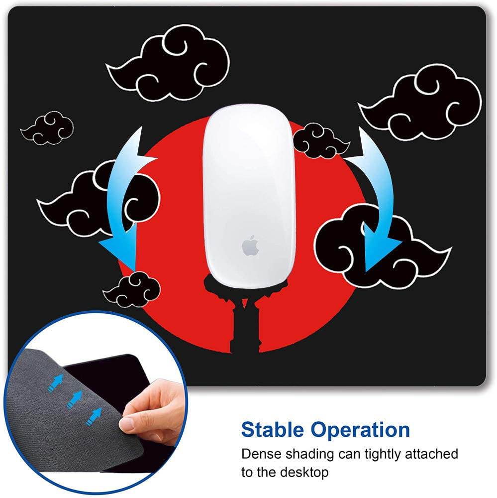 Mouse Pad,Red Moon Cloud Samurai Pattern Seamless Waterproof Gaming Anime Gift Mouse Pad Desk Accessories Non-Slip Rubber Mousepad for Laptop and Computer