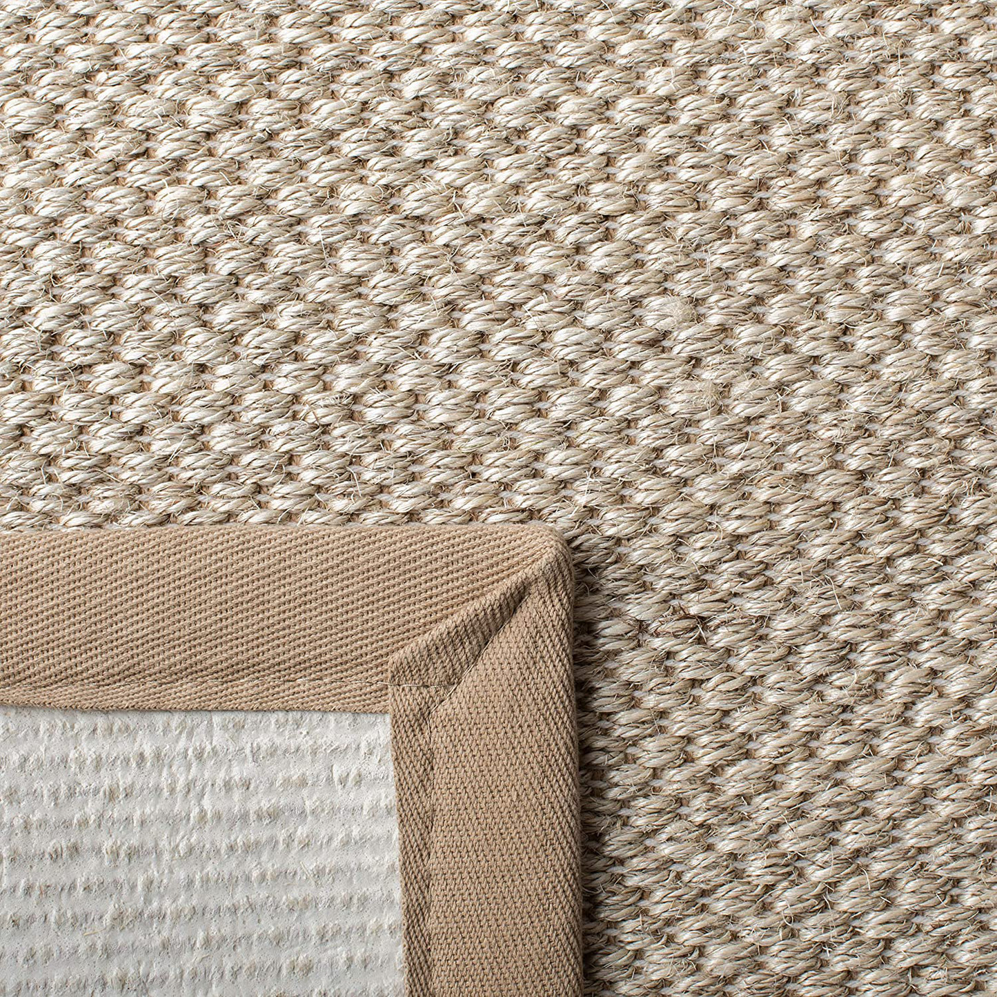 Safavieh Natural Fiber Collection NF143E Border Sisal Runner, 2'6" x 6' , Marble / Khaki