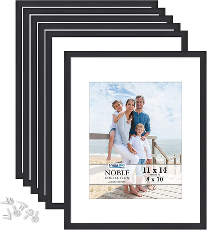 Icona Bay 8x10 Picture Frames (Silver, 6 Pack), Modern Professional Frame Set, Noble Collection