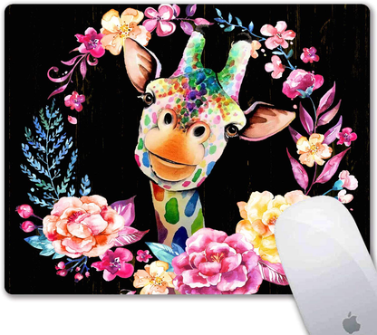 TIANCHEN Giraffe Watercolor Floral Mouse Pad Faux Wood Mousepad Cute Desk Accessories Giraffe Gifts