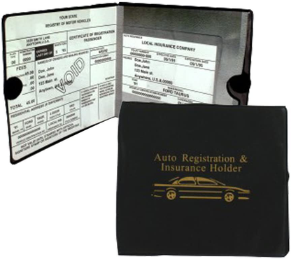 ESSENTIAL Car Auto Insurance Registration BLACK Document Wallet Holders 2 Pack - [BUNDLE, 2pcs] - Automobile, Motorcycle, Truck, Trailer Vinyl ID Holder & Visor Storage - Strong Closure On Each - Necessary in Every Vehicle - 2 Pack Set