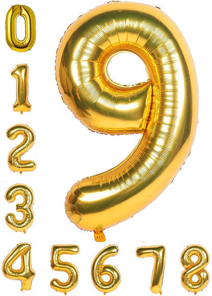 40 Inch Gold Large Number Balloons - Foil Mylar  Decorations