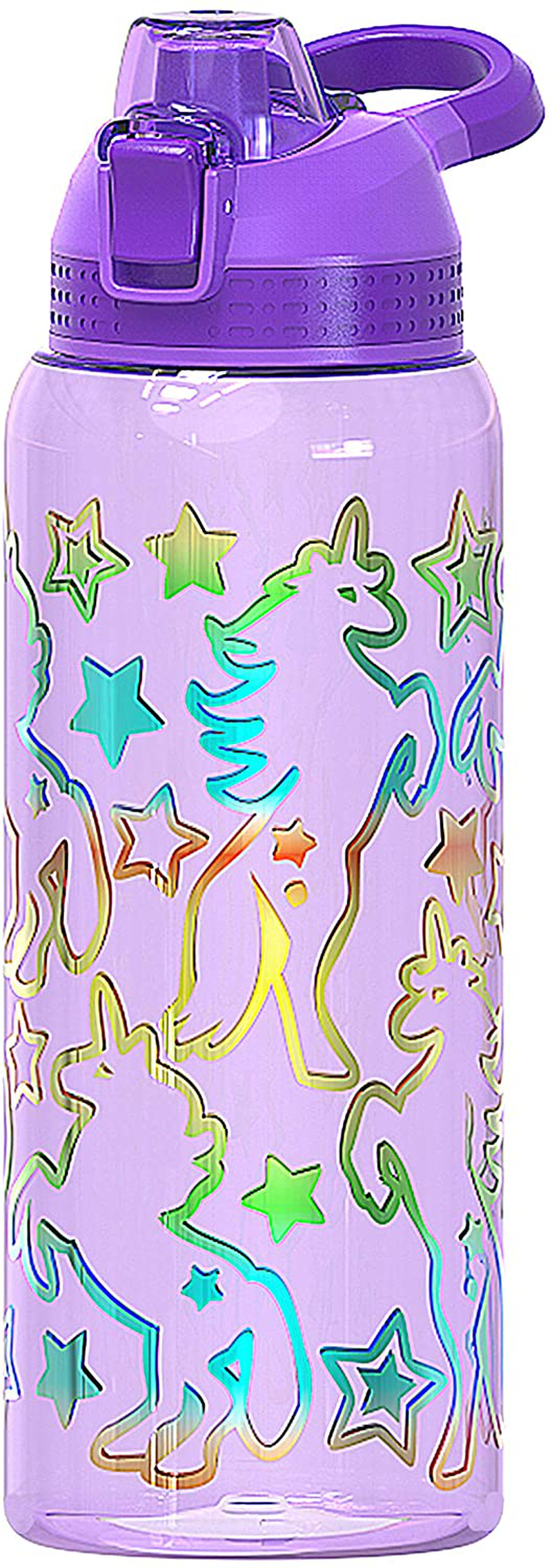 Glitter Water Bottle for Women Teen Girls, BPA FREE Tritan & Leak Proof One Click Open Flip Top & Easy Clean & Soft Carry Handle