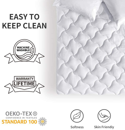 SLEEP ZONE Quilted Mattress Pad Cover Twin XL Cooling Fluffy Soft Topper Upto 21 inch Pocket, Grey, Twin XL