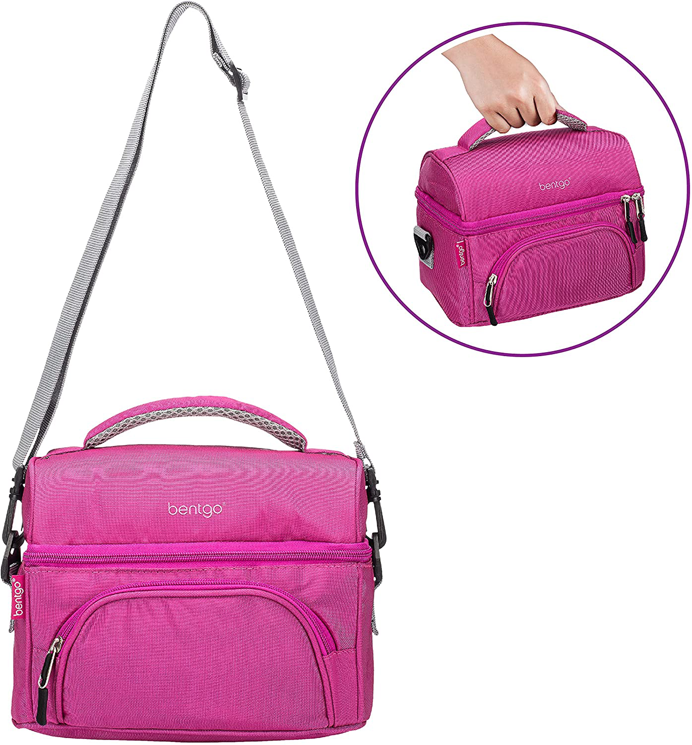 Bentgo Deluxe Lunch Bag - Durable and Insulated Lunch Tote with Zippered Outer Pocket, Internal Mesh Pocket, Padded and Adjustable Straps, & 2-Way Zippers - Fits All Bentgo Lunch Boxes (Blue)
