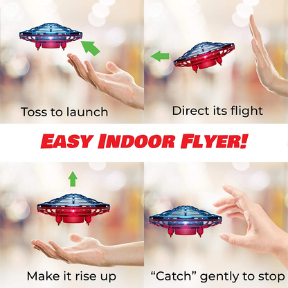Force1 Scoot Combo Hand Operated Drone for Kids or Adults - Hands Free Motion Sensor Mini Drone, Easy Indoor Rechargeable UFO Flying Ball Drone Toy for Boys and Girls (Red/Blue)