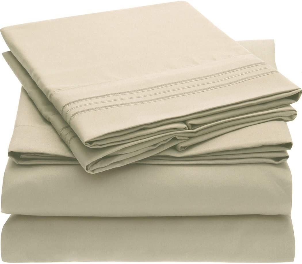 Mellanni Bed Sheet Set - Brushed Microfiber 1800 Bedding - Wrinkle, Fade, Stain Resistant - 3 Piece (Twin, Baby Blue)