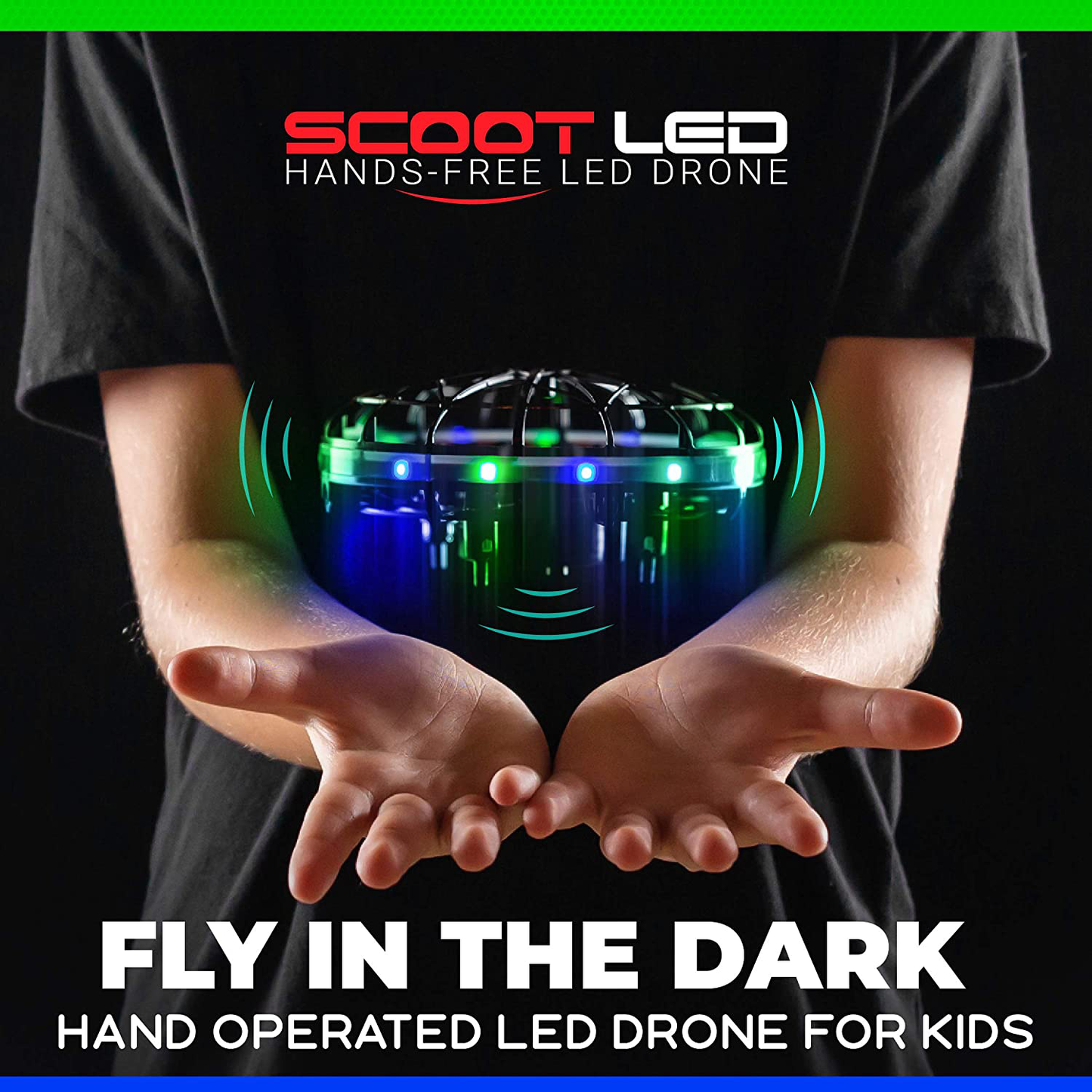 Force1 Scoot LED Hand Operated Drone for Kids or Adults - Hands Free Motion Sensor Mini Drone, Easy Indoor Small UFO Toy Flying Ball Drone Toy for Boys and Girls (Red/Blue)