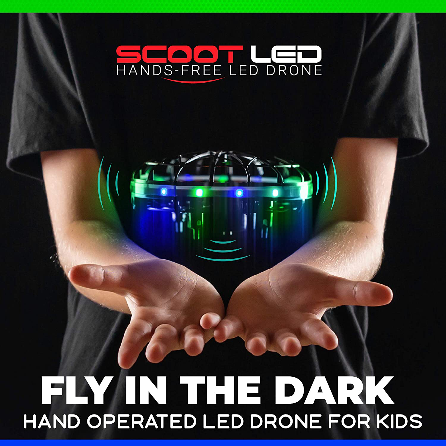 Force1 Scoot LED Hand Operated Drone for Kids or Adults - Hands Free Motion Sensor Mini Drone, Easy Indoor Small UFO Toy Flying Ball Drone Toy for Boys and Girls (Red/Blue)