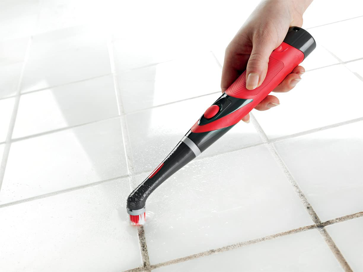 Rubbermaid Cleaning Power Scrubber Brush Polish Detail Kit, 8 Pieces, Red and Gray