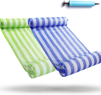FindUWill 2-Pack Premium Swimming Pool Float Hammock, Multi-Purpose Inflatable Hammock (Saddle, Lounge Chair, Hammock, Drifter), Water Hammock Lounge (Pink and Lightblue)