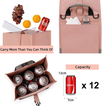 Sunny Bird Insulated Lunch Bag Pink Lunch Box Small Cooler Bag for Women, Girls, Adults and Teens (Pink)