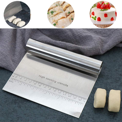 Pro Dough Pastry Scraper/Cutter/Chopper Stainless Steel Mirror Polished with Measuring Scale Multipurpose- Cake, Pizza Cutter - Pastry Bread Separator Scale Knife (1)