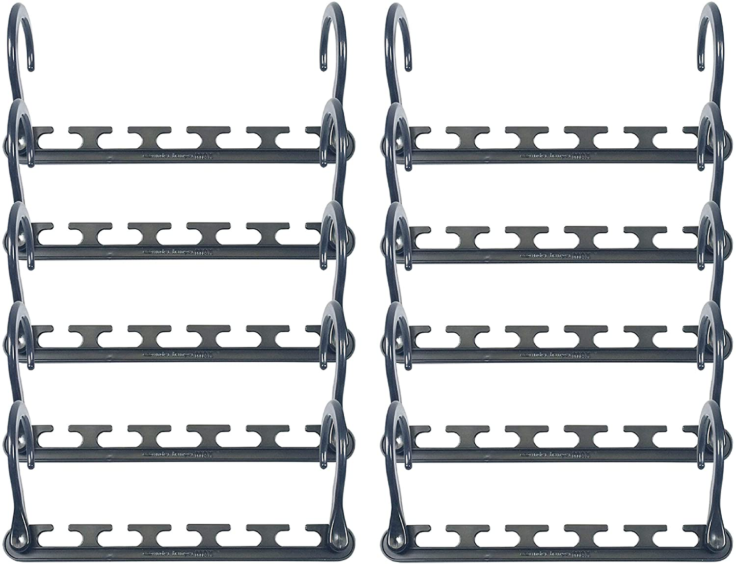 Wonder Hanger Max New & Improved, Pack of 10 – Triples Closet Space for Easy, Effortless, Wrinkle-Free Clothes, Comes Fully Assembled, Grey