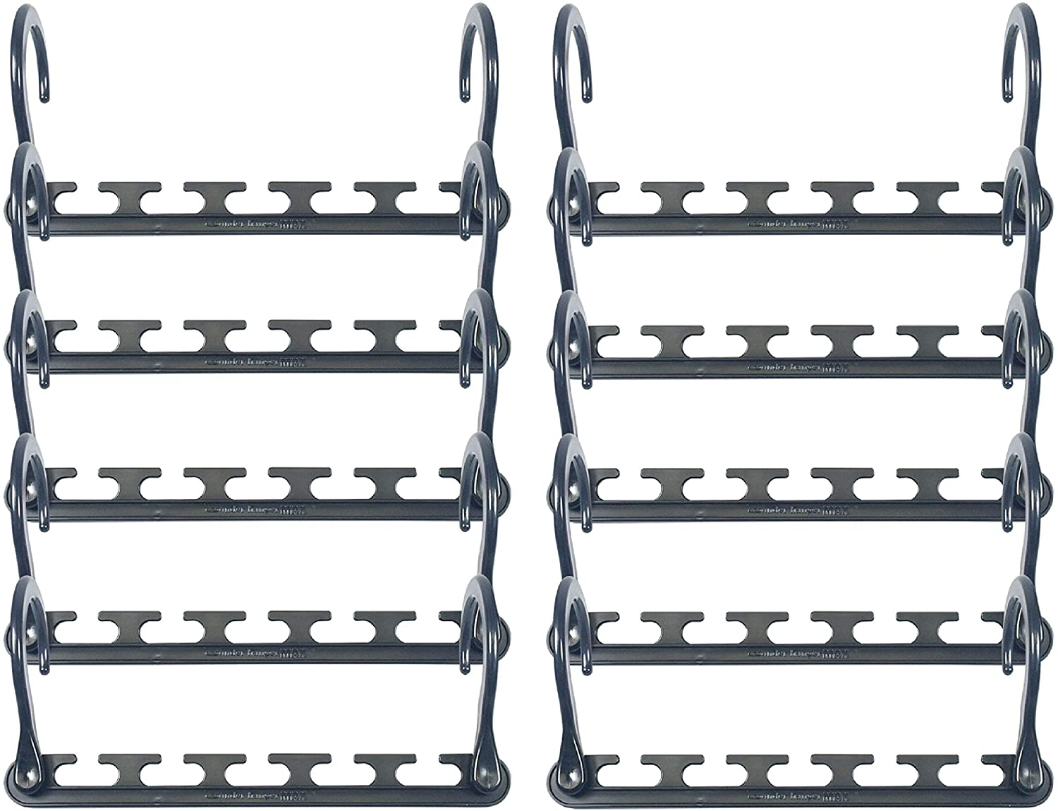 Wonder Hanger Max New & Improved, Pack of 10 – Triples Closet Space for Easy, Effortless, Wrinkle-Free Clothes, Comes Fully Assembled, Grey