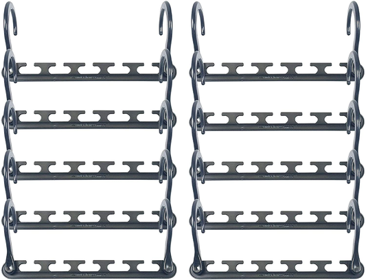 Wonder Hanger Max New & Improved, Pack of 10 – Triples Closet Space for Easy, Effortless, Wrinkle-Free Clothes, Comes Fully Assembled, Grey