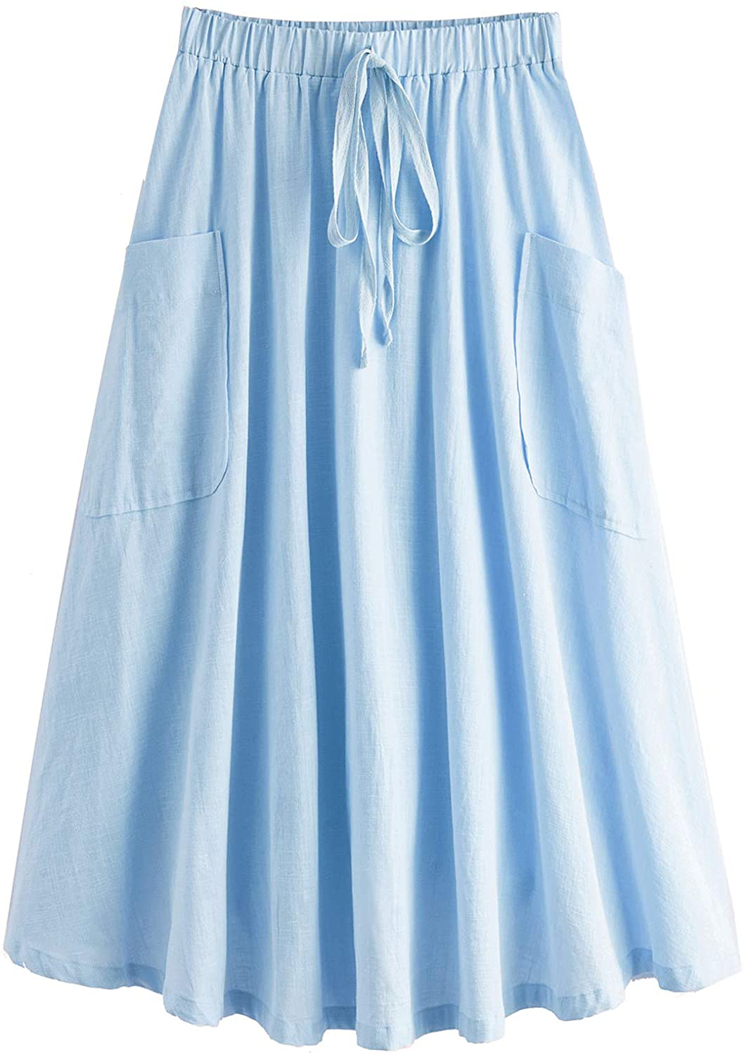 SweatyRocks Women's Casual High Waist Pleated A-Line Midi Skirt with Pocket