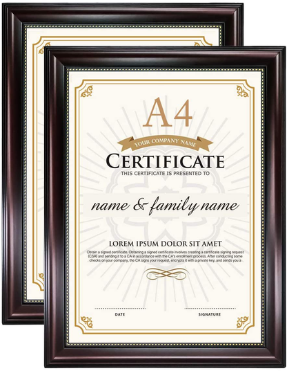 GraduationMall 8.5x11 Certificate Diploma Frame,Solid Wood & UV Protection Acrylic,Cherry Finish with Gold Trim