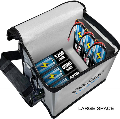 COLCASE Upgraded Fireproof Lipo Safe Bag for Lipo Battery Storage and Charging , Large Space Highly Sturdy Double Zipper Lipo Battery Guard (8.46x5.70x6.5 in)