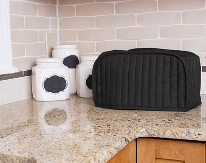 RITZ Polyester / Cotton Quilted Four Slice Toaster Appliance Cover, Dust and Fingerprint Protection, Machine Washable, Black