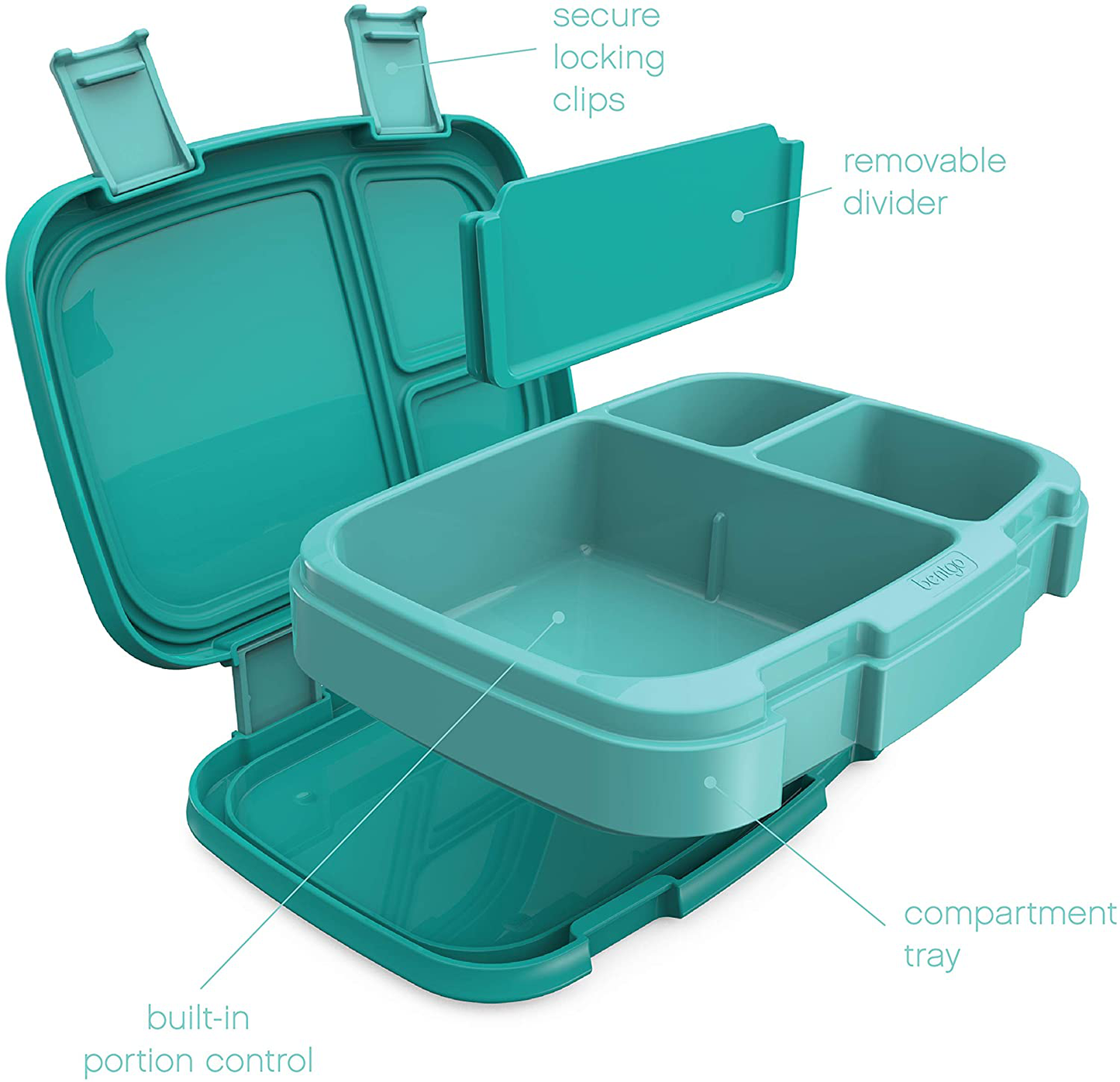 Bentgo Fresh – Leak-Proof, Versatile 4-Compartment Bento-Style Lunch Box with Removable Divider, Portion-Controlled Meals for Teens and Adults On-The-Go – BPA-Free, Food-Safe Materials (Blue)