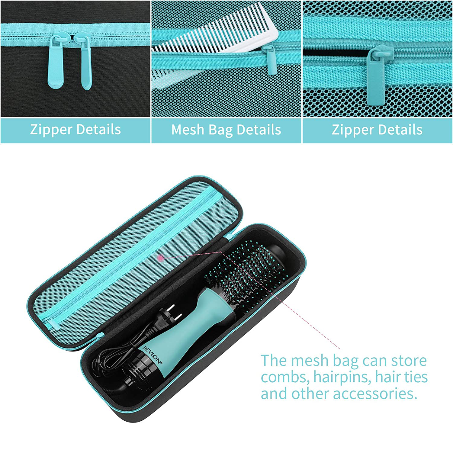 Yinke Hard Case for Revlon One-Step Hair Dryer and Volumizer Hot Air Brush, Storage Carrying Travel Bag (Mint Green)…