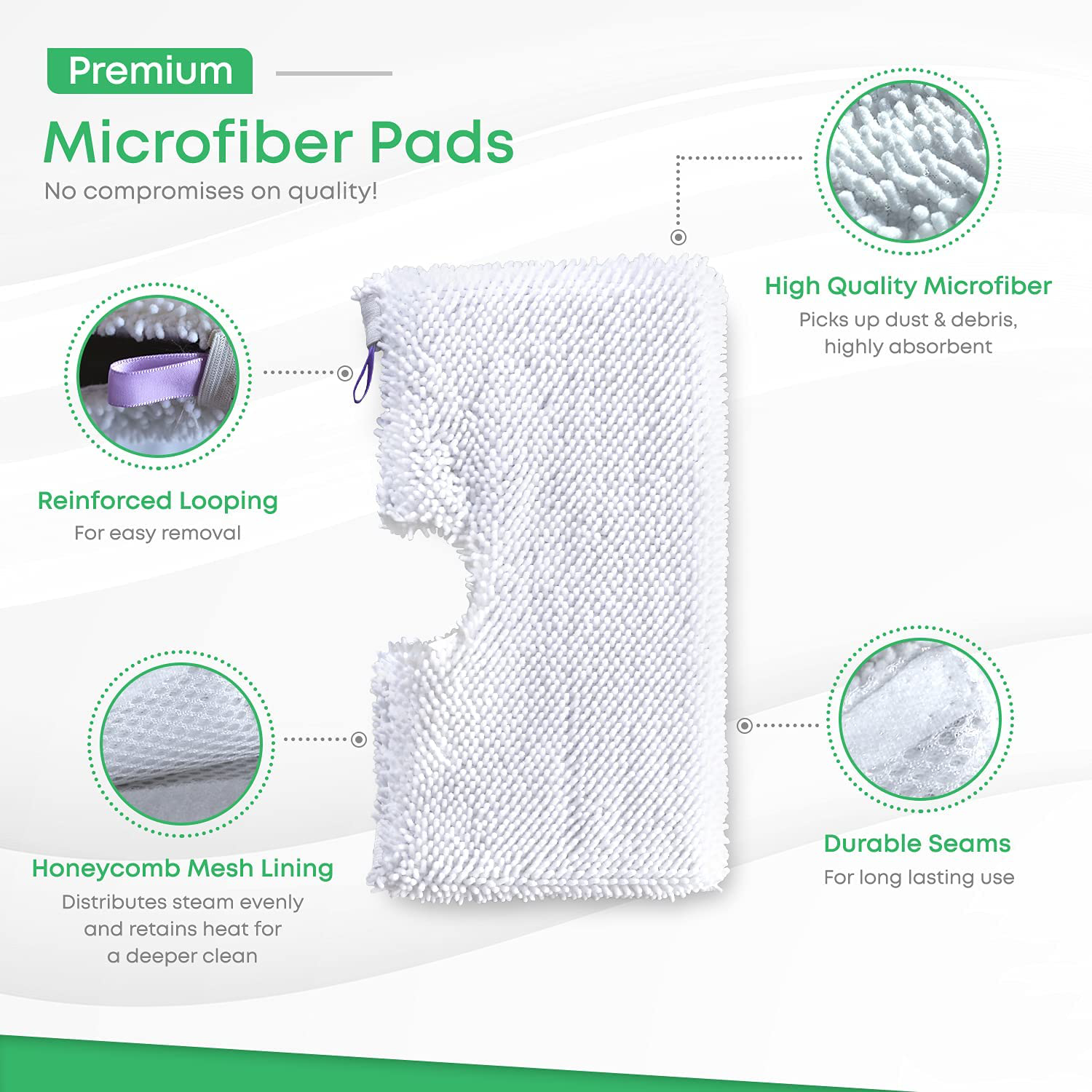 Mop Pads Compatible with Shark Steam Pocket Mop Professional Fit Series S3500 S2901 S2902 S3455K S3501 S3550 S3601 S3801 S3901 S4601 S4701 SE450 - Replacement Microfiber Cloth Head Covers 4 Pack