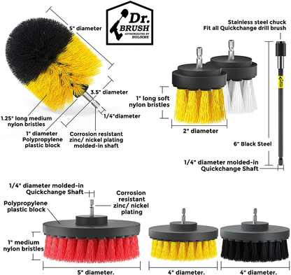 Holikme 20Piece Drill Brush Attachments Set, Scrub Pads & Sponge, Buffing Pads, Power Scrubber Brush with Extend Long Attachment, Car Polishing Pad Kit