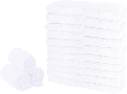Sunny zzzZZ 24 Pack Kitchen Towels (White, 10 x 20 Inch) - Does Not Shed Fluff - No Odor Reusable Dish Towels, Premium Dish Cloths, Super Absorbent Coral Fleece Cleaning Towels