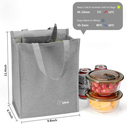 CCidea Lunch Bag For Men & Women, Simple Waterproof Insulated Large Adult Lunch Tote Bag (Black)